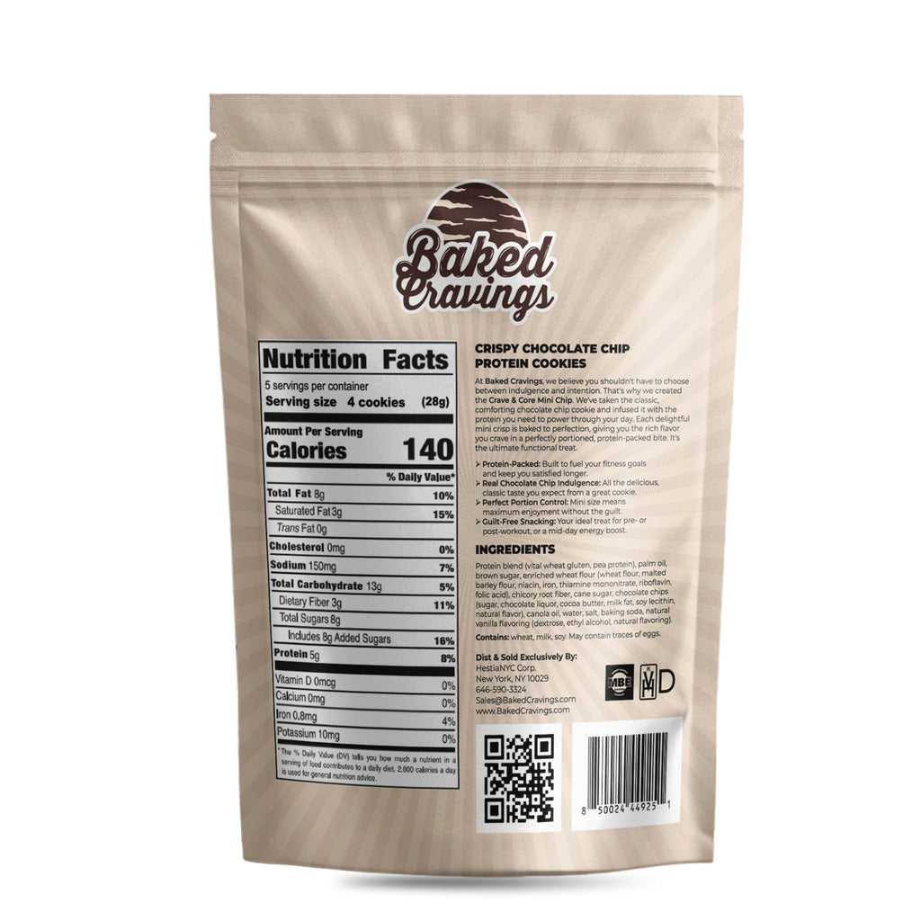 Crave & Core Protein Chocolate Chip Mini Crisp Cookie Bag