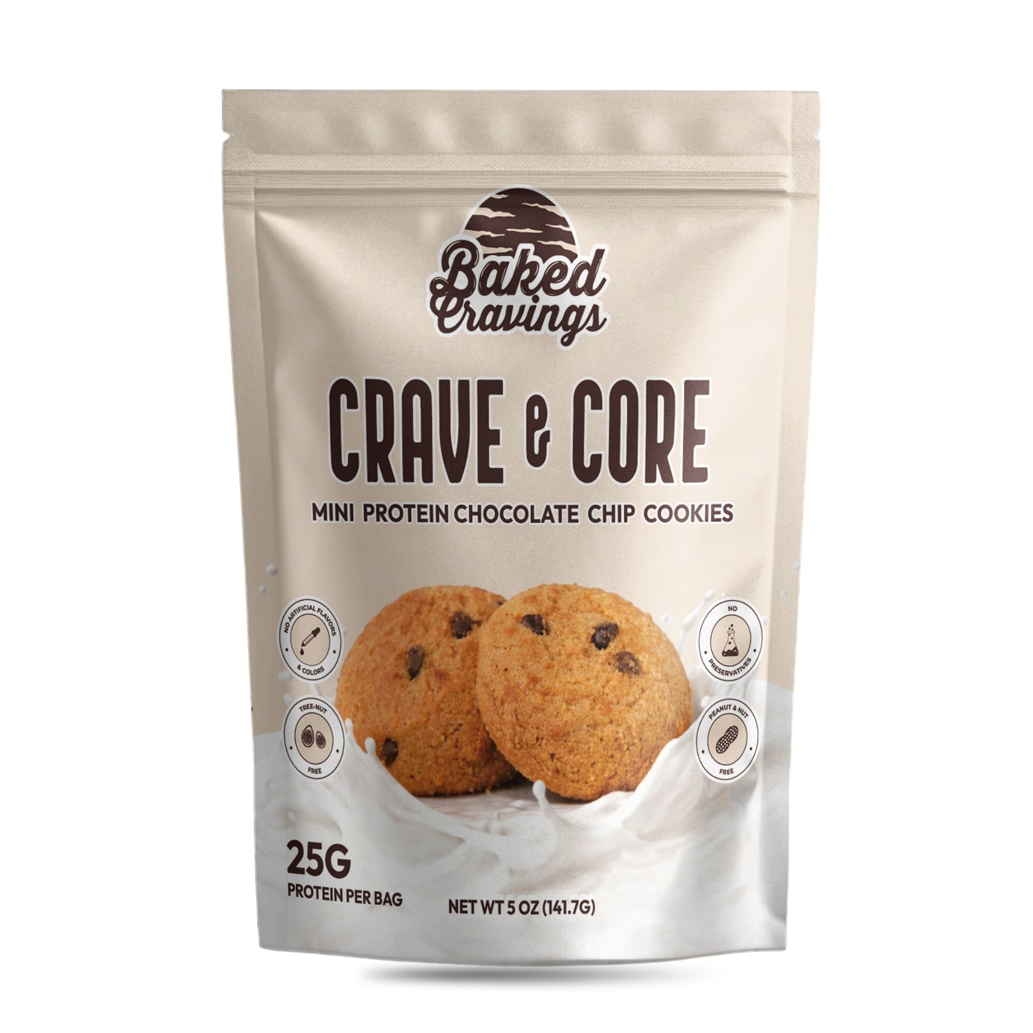 Crave & Core Protein Chocolate Chip Mini Crisp Cookie Bag